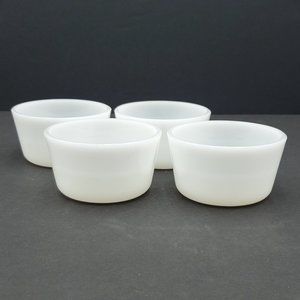 Glasbake White Custard Cups Ramekins Dip Sauce Condiment Prep Berry Bowls